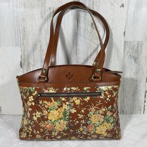 Vintage Patricia Nash Botanical Leather Poppy Tote Shoulder Bag Gold Hardware